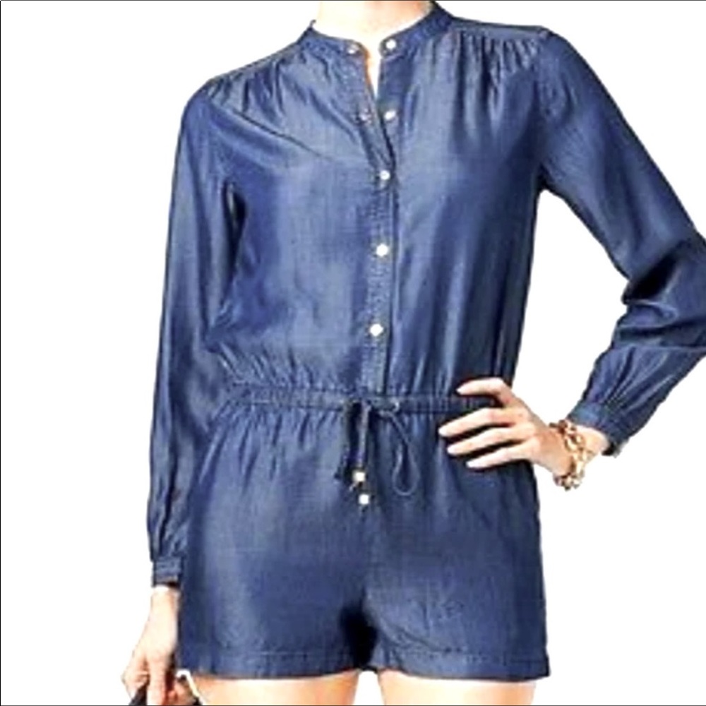 NWT MICHAEL Michael Kors American Icon Chambray Denim  Summer Romper L